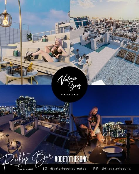 Sims 4 Restaurant Blender Scene, Sims 4 Rooftop Bar, Sims 4 Rooftop Restaurant, Sims 4 Bar Poses, Sims 4 Rooftop Lounge, Sims 4 Night Club, Sims 4 Lots Cc Patreon, Ts4 Blender Scene, Blender Scene Free