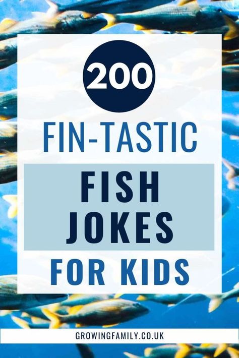 200 best fish puns and fish jokes for fin-tastic fun - Growing Family Fish Jokes, Kid Friendly Jokes, Fishing Jokes, Fish Puns, Puns Jokes, Kids Fishing, Shark Week, Jokes For Kids, Growing Family