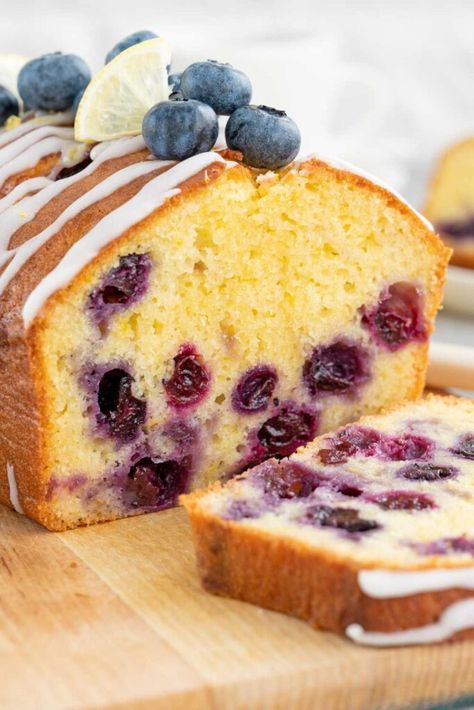 Ina Garten Lemon Blueberry Bread Sour Cake, Cake Sour Cream, Blueberry Loaf Cake, Lemon Blueberry Pound Cake, Blueberry Loaf Cakes, Blueberry Bread Recipe, Lemon Blueberry Loaf, Yogurt Bread, Savory Breads