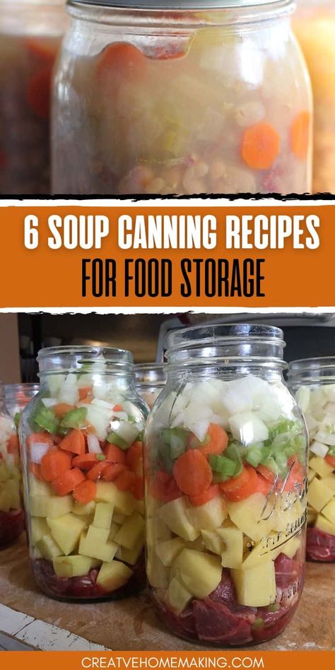 My 6 favorite soup pressure canning recipes for food storage. Easy homesteading canning recipes. Pressure Canner Soup Recipes, Best Soups For Canning, All American Pressure Canner, Pressure Can Soup Recipes, Soups To Pressure Can, Soups And Stews For Canning, Soups Good For Canning, Canning For Diabetics, Taco Soup Canning Recipe