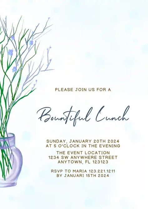 Lunch Invitation, Online Invitation, Invitation Maker, Online Invitations, Invitation Template, Create Yourself, Create Your, Flowers