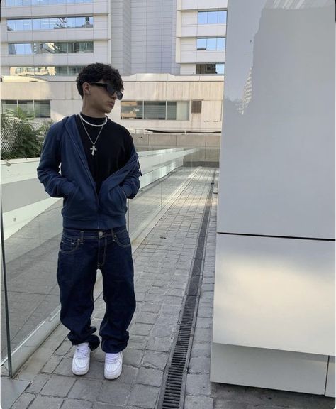 Dark Blue Baggy Jeans Outfit Men, Dark Blue Jeans Outfit Men Street Style, Dark Blue Baggy Jeans Outfit, Dark Blue Jeans Outfit Men, Edgar Outfits, Takuache Outfits, Dark Blue Jeans Outfit, Takuache Outfits Guys, Blue Jeans Outfit Men