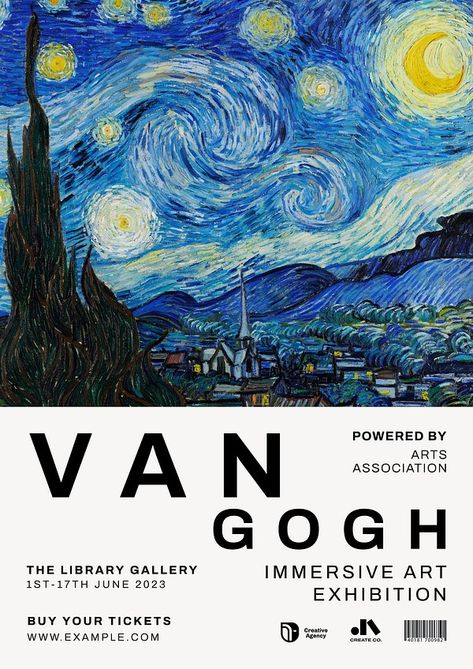 Van Gogh Starry Night collage | Premium Photo - rawpixel Van Gogh Poster, Van Gogh Exhibition, Poster Template Free, Starry Night Van Gogh, Awesome Designs, Event Poster, Exhibition Poster, Creative Agency, Poster Template