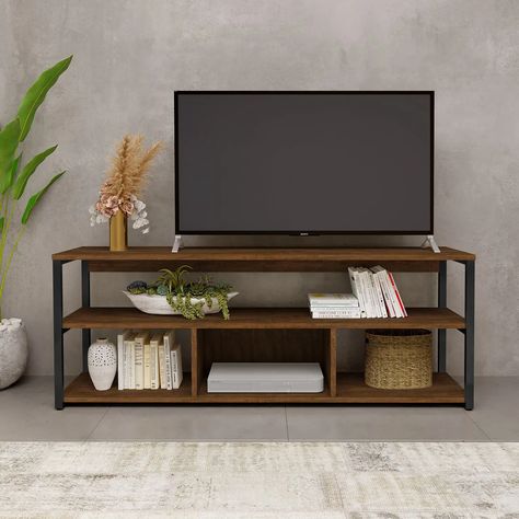 Rack Home Para Tv Até 50 Polegadas Estilo Industrial - Lcn Moveis - Rack - Magazine Luiza Hifi Stand, Tv Storage Unit, Tv Rack, Industrial Living, Tv Design, Rack Tv, Tv Furniture, Sitting Area, Tv Room