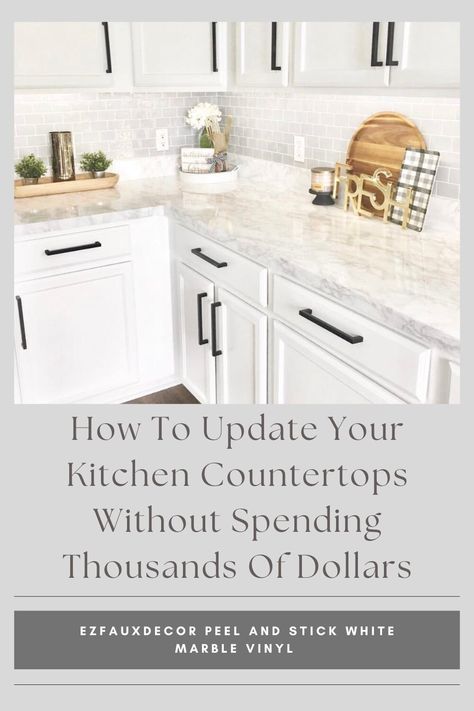 Countertop Update, Peel And Stick Countertop, Countertop Covers, Faux Marble Countertop, Marble Contact Paper, Marble Vinyl, Laminate Sheets, Diy Kitchen Decor, Peel And Stick Vinyl