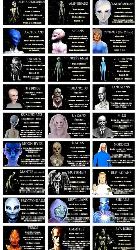 Different Alien Species, Reptilians People, The Greys Aliens, Sirian Starseed Traits, Reptilian Starseed, Pleiadians Aliens, Starseed Types, Fantasy Notes, Reptilian Alien