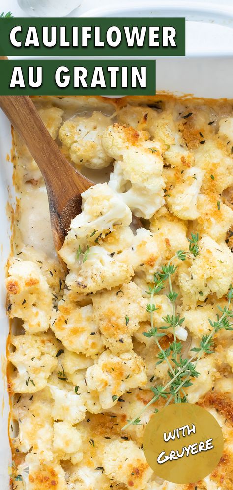 Cauliflower In The Oven, Fancy Thanksgiving, Cauliflower Au Gratin, Au Gratin Recipes, Cauliflower Gratin, Cauliflower Dishes, Whole Roasted Cauliflower, Cheesy Cauliflower, Pumpkin Waffles