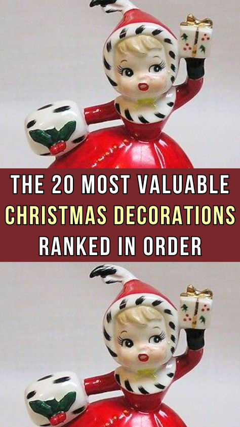 Check to see if you have any of these Christmas decorations! Vintage Plastic Christmas Decorations, How To Style A Corner Cabinet, Old Time Christmas Tree Decorating Ideas, Christmas Scene Decor, 1960 Christmas Decorations, Christmas Vintage Decor Ideas, 1950s Christmas Decor, Vintage Christmas Decor Ideas Rustic, Vintage Christmas Display Ideas