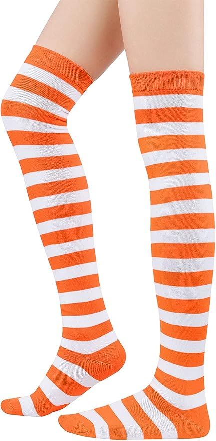 White Knee High Socks, Stockings For Women, Striped Knee High Socks, Orange Socks, Striped Stockings, Over Knee Socks, Thigh High Socks, Sports Socks, Long Socks