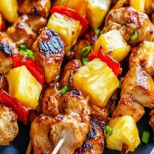 Hawaiian Inspired Chicken Kabobs - Flavorful Grill Recipe Sweet Potato Cheesecake Pie, Chicken Kabobs In The Oven, Chicken And Pineapple Kabobs, Grill Dinners, Hawaiian Kabobs, Chicken Pineapple Kabobs, Kabobs In The Oven, Spiced Sweet Potatoes, Hawaiian Fried Rice