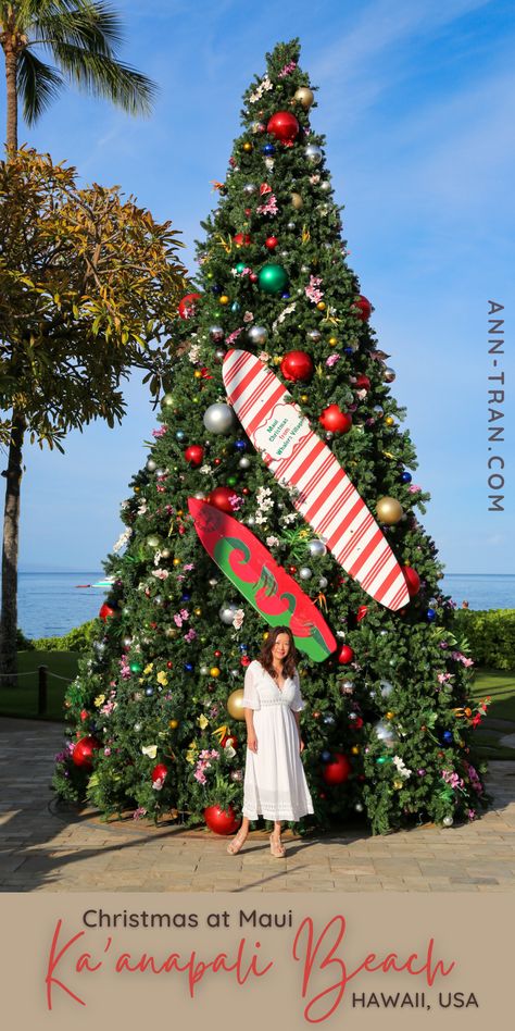 decorated Christmas tree Maui Christmas Vacation, Maui In December, Christmas In Hawaii, Vacation To Hawaii, Hawaii In December, Hawaiian Travel, Hawaii Christmas, Hawaii Holiday, Kaanapali Beach