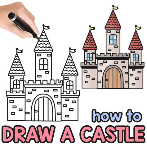 Journey to a world of imagination with a step-by-step drawing tutorial on How to Draw a Castle! Develop essential drawing skills through engaging guides and tutorials designed for kids. Create enchanting castle crafts, bringing medieval magic to life. Drawing Castle Easy, Midevil Castle Drawings, How To Draw A Castle, Draw A Castle, Midevil Castle, Medieval Magic, Steam Classroom, Castle Crafts, Castle Drawing