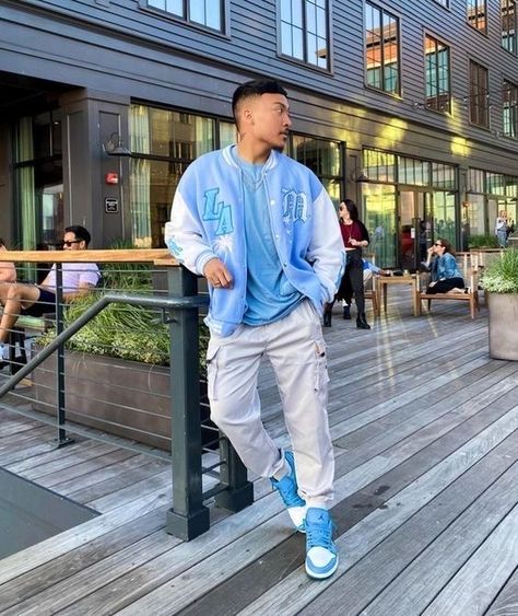 Blue Outfit Men, Winter Outfits Men Streetwear, Jordan Outfit, Drip Outfit Men, Trendy Boy Outfits, Hype Clothing, Black Men Street Fashion, Men Street Fashion, Mens Trendy Outfits