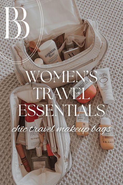 Travel in style with these chic travel makeup bags. Perfect for cosmetics and travel toiletries, these travel essentials are ideal for your next summer vacation. Discover the best organization solutions and packing ideas. Check out these space-saving Amazon travel accessories for a stress-free weekend trip. Bags For Summer, Summer Travel Essentials, Packing Essentials List, Bucket List Vacations, Travel Bag Essentials, Packing Ideas, Amazon Travel, Makeup Train Case, Makeup Training