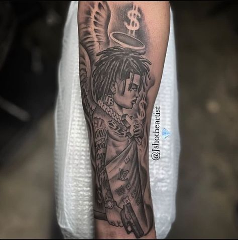 Joker Arm Tattoo, Black Angel Tattoo, Swag Tattoo, Chest Tattoo Drawings, Lack Of Love, Arm Tattoos For Guys Forearm, Tattoo Homme, Black Men Tattoos, Forearm Tattoo Quotes