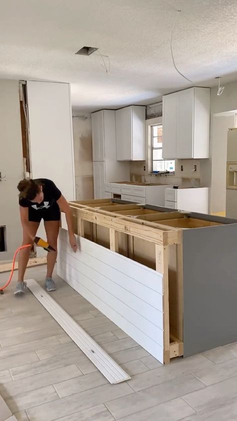 modernfarmhouseinspo on Instagram: Who else thinks that they can build a stunning #kitchenisland like @eastcoastfloridadiy? 😍🙌 . . . #farmhouse #farmhousedecor… Kitchen Renovation Inspiration, Kitchen Cabinets And Countertops, Kitchen Diy Makeover, Island Countertops, Cabinets And Countertops, Diy Kitchen Island, Kitchen Upgrades, Diy Kitchen Cabinets, Diy Home Furniture