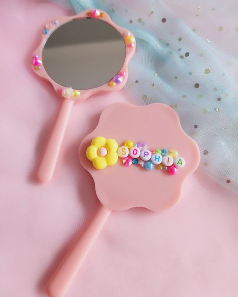 The perfect mirror to fit your little ones tiny hands 🌸 #personalisedgifts #smallbusiness #discoverunder5k #scarlettandsisters #custommade #handmade #bedazzle Diy Hand Mirror, Sunglasses Preppy, Tiny Hands, Tiny Hand, Hand Mirror, Gift Wrap, Sunnies, Personalized Gifts, Custom Made