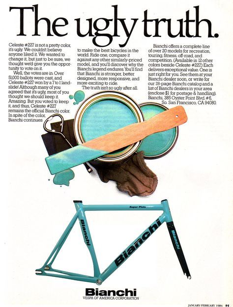 Celeste 227 Bianchi Bicycle, Beach Cruisers, Cycling Posters, Velo Vintage, Old Bicycle, Vintage Cycles, Bike Poster, Push Bikes, Fixed Gear Bike