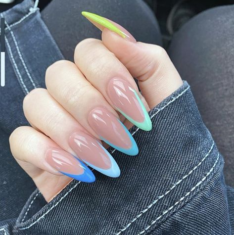 Aqua Nails, Rainbow Family, Tapered Square Nails, Vintage Nails, French Acrylic Nails, Pretty Gel Nails, Almond Acrylic Nails, Bling Acrylic Nails, Rainbow Nails