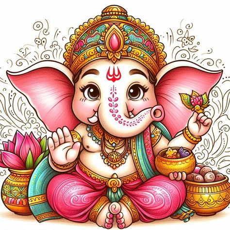 Ganesh Ji Cute Drawing, Ganesha Cute Wallpaper, Ohuhu Art, Decoration Ganpati, Door Sketch, Ganpati Painting, Ganesha Design, Ganesha Artwork, God Drawing