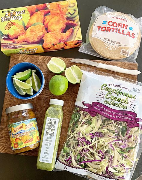 Trader Joe's Coconut Shrimp Tacos - Crisp Collective Coconut Shrimp Tacos, Trader Joes Meal Planning, Trader Joes Recipes Healthy, Trader Joes Food, Joe Recipe, Trader Joes Recipes, Makanan Diet, Shrimp Tacos, Coconut Shrimp