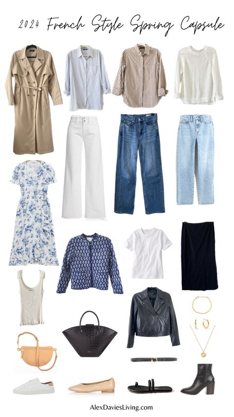 Parisian Style Spring 2024, Capsule Wardrobe France Spring, Provence Capsule Wardrobe, French Capsule Wardrobe 2024, Spring Outfit Capsule 2024, 2024 Capsule Wardrobe, Capsule Wardrobe 2024 Spring, Spring Capsule Wardrobe 2024, French Casual Style