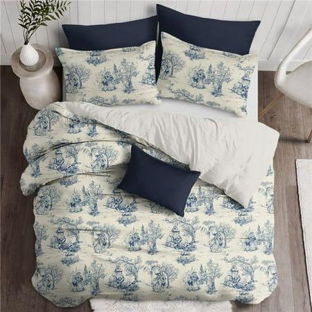 Archamps Toile is a timeless French-inspired toile design. Although toile has been around since the 18th century, the two-toned classic pastoral classic motif can hold its place in modern decor. Features Archamps Toile Duvet Cover & 2 Pillow Shams Set 3 PieceSpecifications Collection: Archamps Toile Color: Blue Size: King Size Weight: 8 lbs - SKU: ZX9CLCHL7687 Toile Duvet Cover, Cabin Bedding Sets, Toile Duvet, King Size Quilt Sets, Teal Bedding, Twin Size Duvet Covers, Toile Design, King Size Comforters, Queen Size Duvet Covers