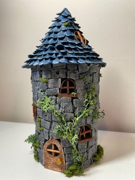 Wizard Tower Stardew Valley, Stardew Valley Wizard Tower, Wizards Tower, Fantasy Diorama, Wizard Tower, Wizard House, Dnd Crafts, Fairy House Crafts, Fairy House Diy