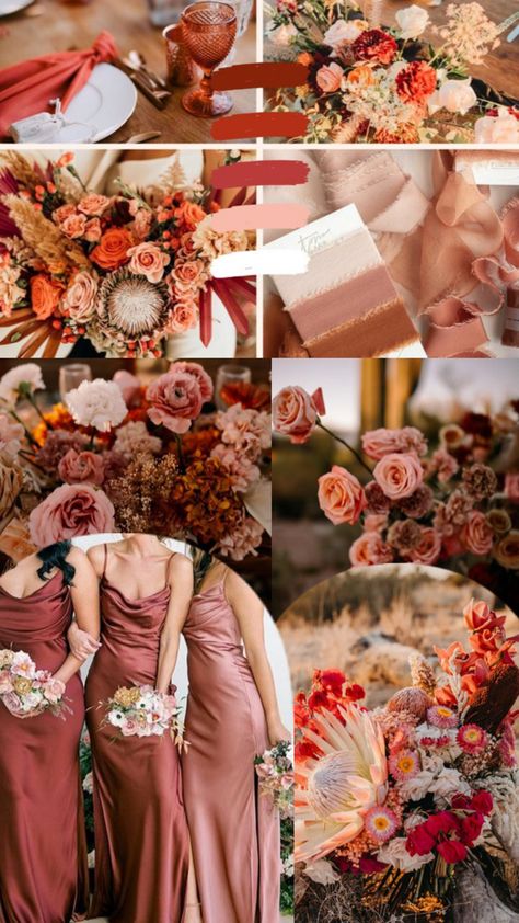 Mustard Wedding Theme, Orange Wedding Themes, Orange Wedding Colors, Fall Wedding Color Palette, Wedding Motifs, Dream Wedding Decorations, Bridesmaid Colors, Wedding Palette, Wedding Theme Colors