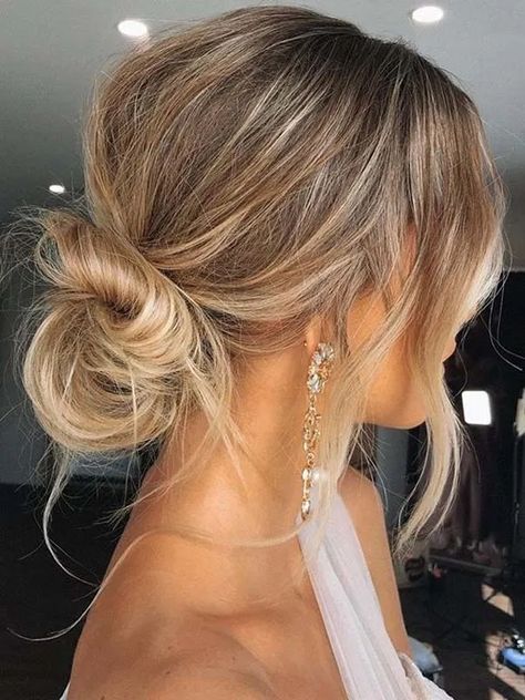 Effortless Updo Hairstyles for Women to Sport in Year 2020 | Stylezco Low Bun Wedding Hair, Bridesmaid Hair Inspo, Bridemaids Hairstyles, Classic Wedding Hair, Wedding Bun Hairstyles, Chignon Hair, Guest Hair, Bridesmaid Hair Makeup, Wedding Guest Hairstyles