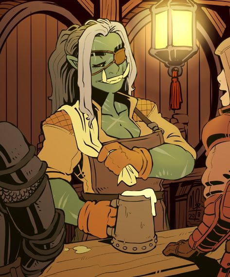 half-orc barmaid Dnd Orc, Female Orc, Orc Warrior, Dungeons And Dragons Characters, Dnd Art, Fantasy Rpg, Dnd Characters, Fantasy Artwork, Character Portraits