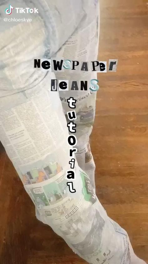 Newspaper Jeans, Jeans Tutorial, Diy Sy, Painted Clothes Diy, Upcycle Clothes Diy, Diy Vetement, Diy Clothes Design, Modge Podge, Painted Jeans