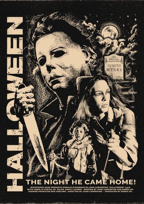 Halloween 1978 Poster, Michael Myers Poster, Michael Meyers Halloween, Old Film Posters, Horror Movie T Shirts, Halloween 1978, Weekly Inspiration, Typography Artwork, The Boogeyman