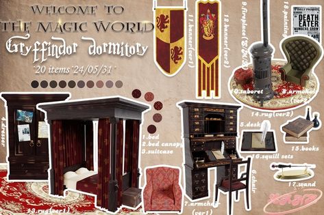 The Magic World——Gryffindor dormitory PART | Patreon Sims4 Cc Medieval, Sims 4 Cc Harry Potter Furniture, Ts4 Harry Potter Cc, Sims 4 Cc Slytherin, Sims 4 Historical Cc Furniture, Sims 4 Wizard Cc, Sims 4 Harry Potter Cc, Regency Estate, Gryffindor Dormitory