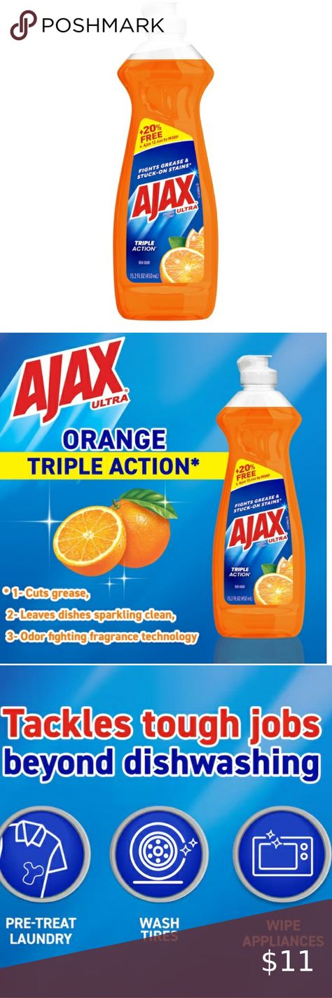 2 Ajax Ultra Triple Action Liquid Dish Soap Orange Scent, 15.2 fl oz. FREE gift!