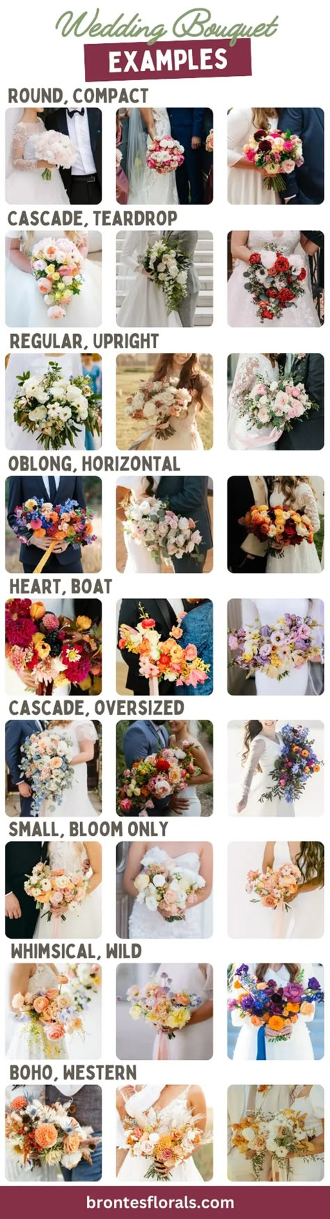 Where To Put Flowers At Wedding, Wedding Bouquets Size Chart, How Many Flowers In A Bouquet, Wedding Bouquet Styles Chart, How Many Flowers To Order For A Wedding, Bouquet Sizes Chart, Wedding Flower Cost Chart, Bouquet Types, Wedding Organisation