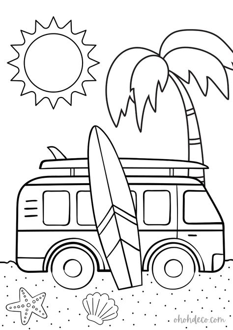 Unconventional Beach Coloring Pages You Need to Sea Summer Beach Coloring Pages, End Of Summer Coloring Pages, Beachy Coloring Pages, Summer Coloring Sheets For Kids, Basic Coloring Pages, Summer Colouring Pages Kids, Summer Colouring Page, Summer Drawing For Kids, Cute Simple Coloring Pages