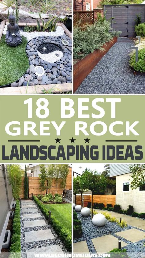 Best Grey Rock Landscaping Ideas. Add some grey rocks to your landscape design to create a different pattern or a modern garden edging. #decorhomeideas Privacy Shrubs, Rock Flower Beds, Pebble Landscaping, Landscaping Rock, Pebble Garden, River Rock Landscaping, Landscape Rock, Stone Landscaping, Border Ideas