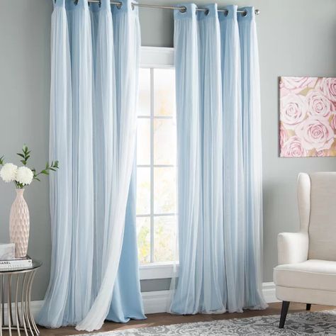 Rosdorf Park Brockham Solid Room Darkening Grommet Curtain Panels | Wayfair Light Blue Curtains, Blackout Panels, Grommet Panels, Color Celeste, Blue Curtains, Decor Pillows, Thermal Curtains, Darkening Curtains, Rod Pocket Curtain Panels