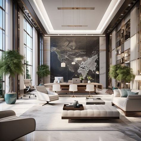 Modern Ceo Office, Dream Office Luxury, Ceo Office Interior Design, Ceo Office Interior, Ceo Office Design Luxury Modern, Ceo Office Design Luxury, Boss Office Interior Design, Office Interior Design Luxury, Ceo Office Design