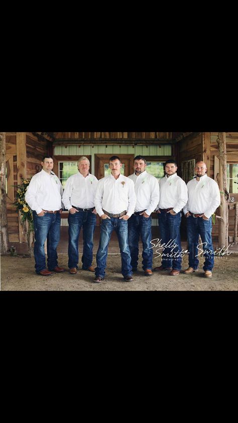 The boys on my wedding day 8/24/13 picture taken by Shelly smith photography. Country wedding Groomsmen Jeans, Country Groomsmen, Simple Wedding Dress Country, Jeans Wedding, Casual Grooms, Casual Wedding Attire, Wedding Stills, Mens Wedding Attire, Groom Wedding Attire