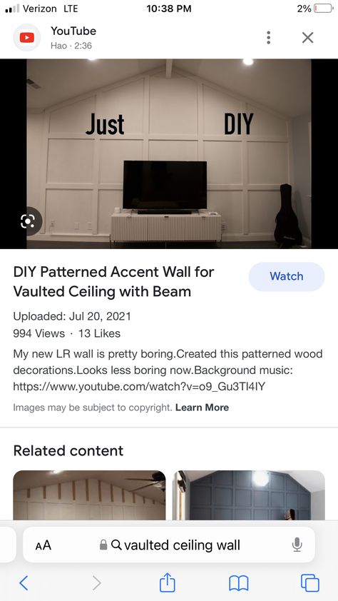 Vaulted Ceiling Accent Wall Ideas, Accent Vaulted Wall, Large Accent Wall Living Room Vaulted Ceiling, Vaulted Ceiling Accent Wall Living Room, Vaulted Ceiling Living Room Wall Decor, Vaulted Ceiling Accent Wall, Above Tv Decor, Vaulted Ceiling Beams, Vaulted Ceiling Bedroom