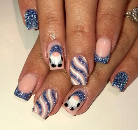 Christmas gnomes 🎄🥰❤️ | Instagram Nails With Gnomes, New Years Gnome Nails, Blue Gnome Nails, Winter Gnome Nails, Gnome Christmas Nails Art, Christmas Gnomes, Instagram Christmas, 2023 Christmas, December 1