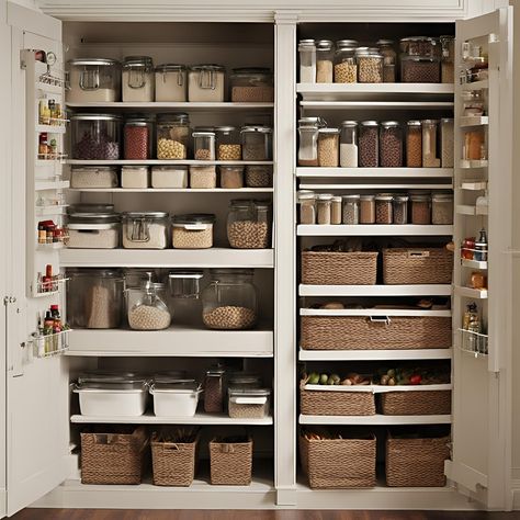 Pantry perfection! This organized pantry is a dream come true for any home chef. We love the mix of shelves, drawers, and baskets that provide plenty of storage for all your kitchen essentials. What are your tips for keeping your pantry organized? Share them in the comments! #pantrygoals #kitchenstorage #homeorganization Organized Pantry, A Dream Come True, Home Chef, Pantry Organization, Kitchen Essentials, Dream Come True, Kitchen Storage, A Dream, Pantry