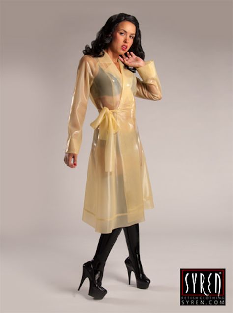 Rubber Raincoats, Kardashian Photos, Rain Wear, Couture Fashion, Night Gown, Trench Coat, Cold Shoulder Dress, Yellow, Boots