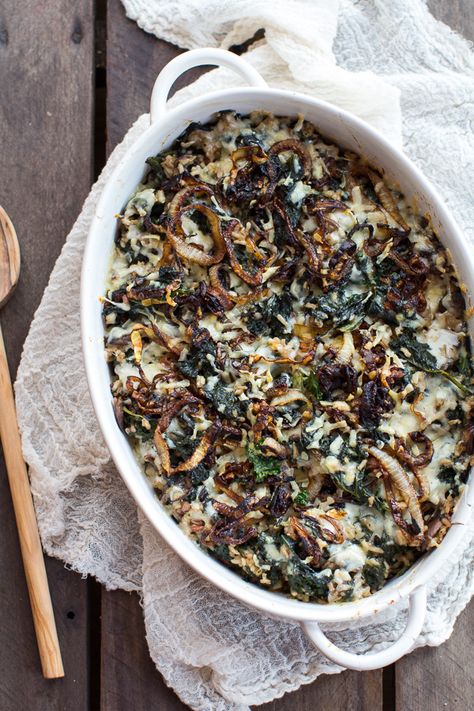 Casserole Half Baked Harvest, Wild Rice Casserole, Healthy Casserole Recipes, Healthy Thanksgiving, Healthy Casseroles, Half Baked, Creamed Spinach, Half Baked Harvest, Green Bean Casserole