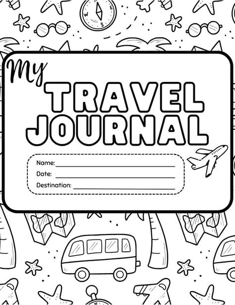 Free Printable Travel Journal for Kids Road Trip Activity Pages, Road Trip Coloring Pages, Beach Worksheet, Travel Coloring Pages, Free Travel Printables, Travel Journal For Kids, Printable Travel Journal, Travel Activities For Kids, Travel Kids Activities