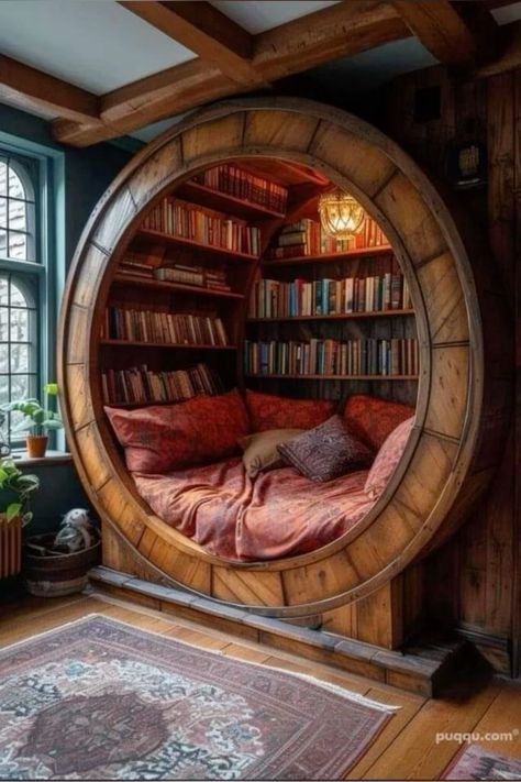 Book Lovers Bedroom, Casa Hobbit, Home Library Design, Dream House Rooms, Dream Room Inspiration, Dream House Interior, House Room, Home Library, Dream Rooms