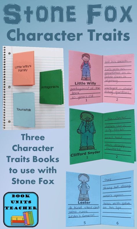 Three Free Printable Character Traits Mini-Books to use when reading Stone Fox Stone Fox Book Project, Stone Fox Activities, Stone Fox Novel Study, Reading Unit, Third Grade Reading, 4th Grade Reading, Stone Fox, 3rd Grade Reading, Novel Study