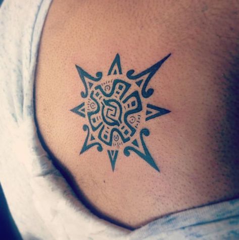 Aztec Symbols Tattoo, Aztec Sun Tattoo, Sun Tattoo Meaning, Symbols Tattoo, Aztec Symbols, Aztec Tattoos, Aztec Sun, Aztec Tattoo Designs, Aztec Tattoo